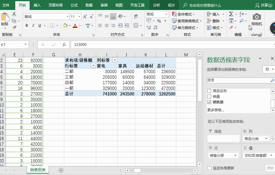 excel数据透视表