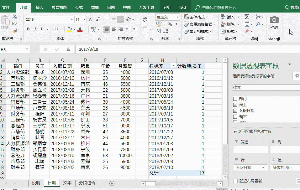 excel数据透视表