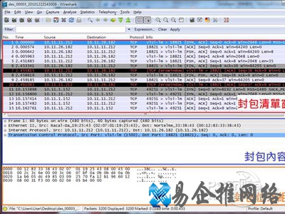 可以用Wireshark软件打开