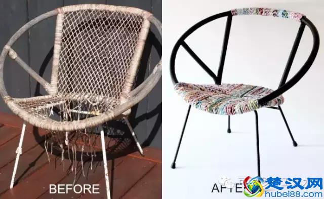 她把旧衣服剪成布条扭一扭，废物利用