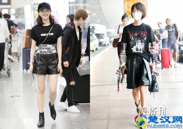 时髦皮短裤穿搭，新潮的组合很适合夏末