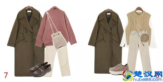 冬季墨绿色长款大衣搭配示范