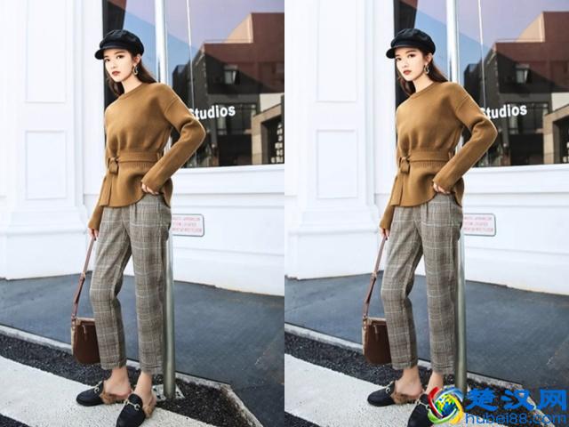 今年最流行的格子休闲裤，搭配对的上衣，复古又时尚！