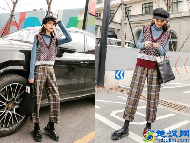 今年最流行的格子休闲裤，搭配对的上衣，复古又时尚！
