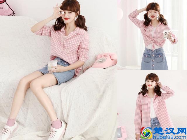秋季流行粉色系衬衫，搭配适合的短裙，这样穿很甜美又显腿长！