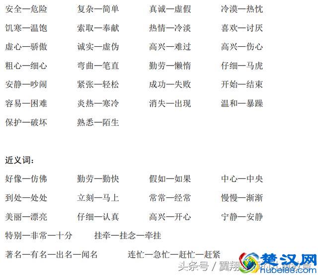 二年级语文上册多音字组词，近义词，反义词，通通掌握，考试不愁