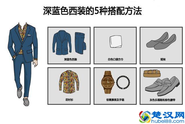 深蓝色西装的5种经典搭配方法，不同的场合可以有不同的着装方式