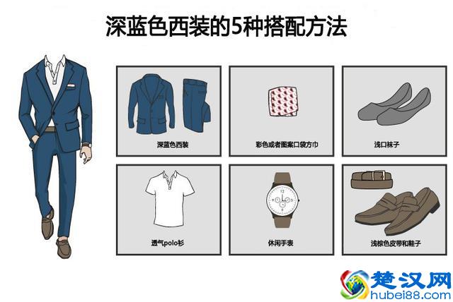 深蓝色西装的5种经典搭配方法，不同的场合可以有不同的着装方式