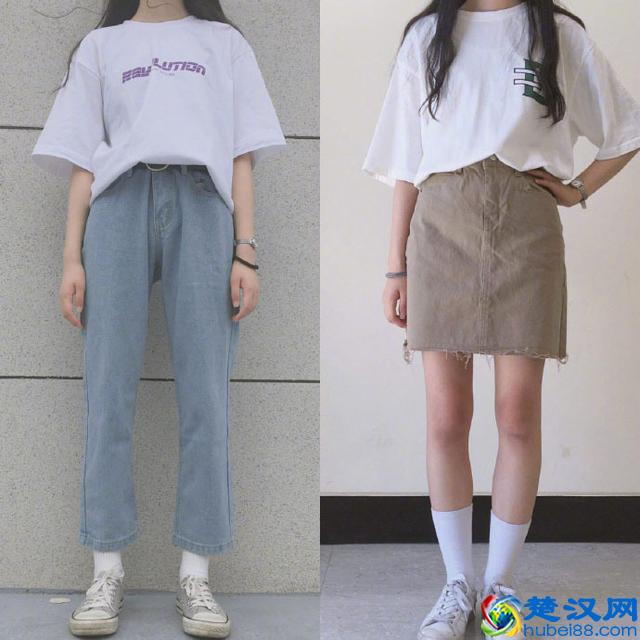 适合学生的日常T恤搭配，穿得舒适简洁最好了！
