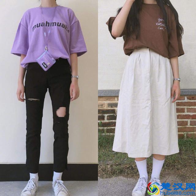 适合学生的日常T恤搭配，穿得舒适简洁最好了！