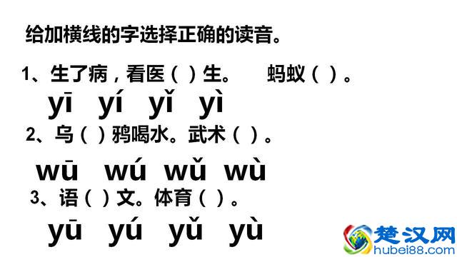 一年级汉语拼音声母y、w和整体认读音节的教学