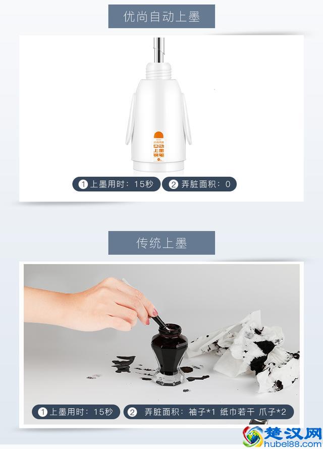 自动上墨钢笔套装，以后都不需要担心换墨水弄脏手了