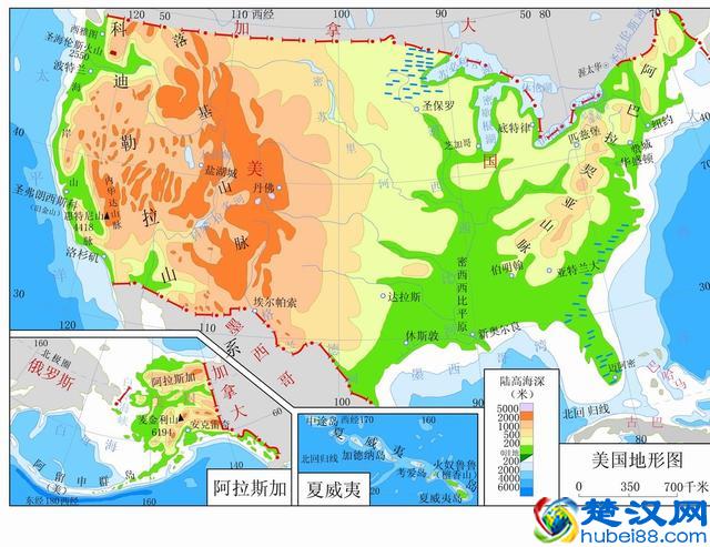 美国气候或地形地势
