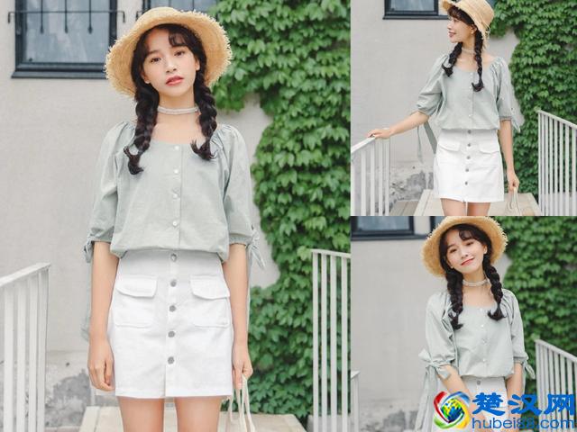 夏天选薄荷绿衬衫搭配裙子，这样穿真的好凉快，好显白！