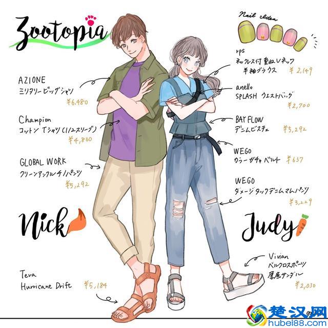 日本绘师笔下夏季版迪士尼风格情侣穿搭，学起来去迪士尼嗨吧