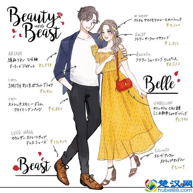 日本绘师笔下夏季版迪士尼风格情侣穿搭，学起来去迪士尼嗨吧