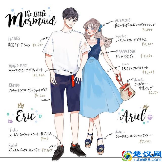 日本绘师笔下夏季版迪士尼风格情侣穿搭，学起来去迪士尼嗨吧