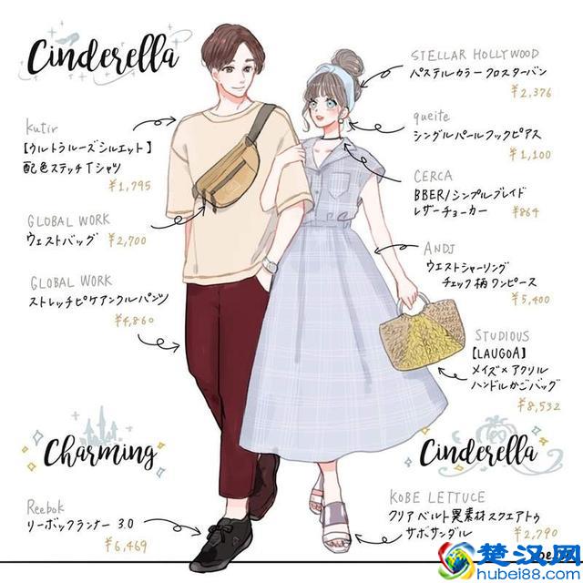 日本绘师笔下夏季版迪士尼风格情侣穿搭，学起来去迪士尼嗨吧