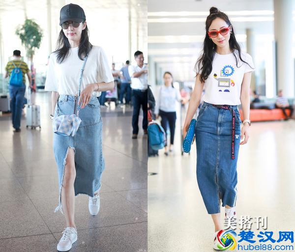 半身裙加休闲鞋，这些明星的搭配值得借鉴！