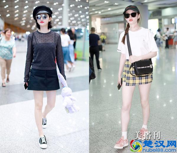 半身裙加休闲鞋，这些明星的搭配值得借鉴！