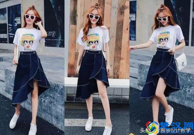 今年最流行的牛仔半身裙，搭配这几件上衣穿超好看~