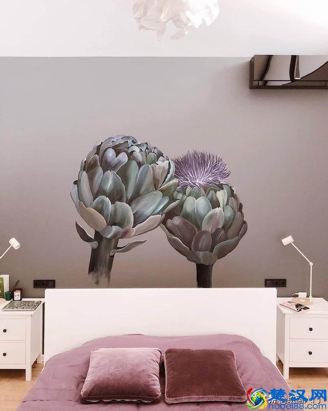 惊艳！家里的墙壁用丙烯颜料这样画，充满勃勃生机又具有个性