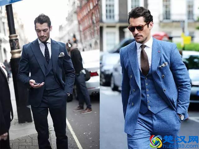 蓝色西装配衬衫,展现出你独有的腔调
