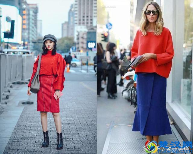 红色毛衣的3个搭配示范，不管搭裙子还是裤子都好看！