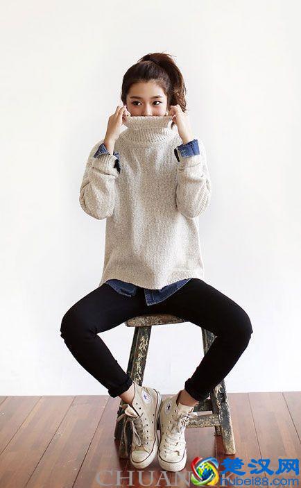 女生高帮帆布鞋怎么穿好看