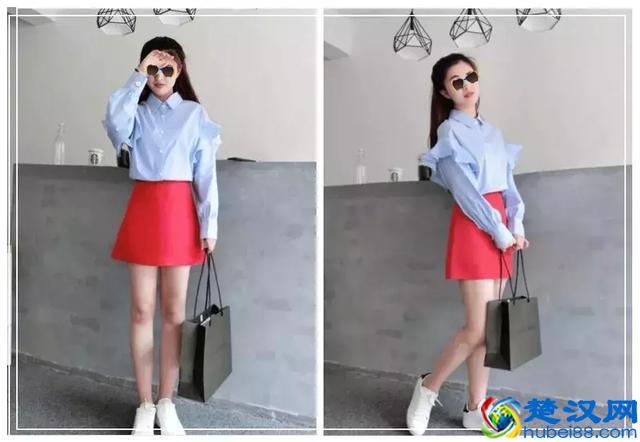 红色半身裙配这五个颜色的上衣很美！