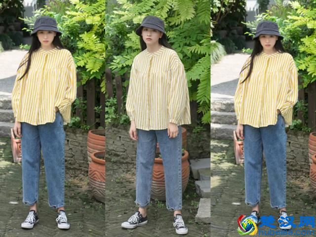 2019年很流行的条纹衬衫，配这4条裤子最好看！