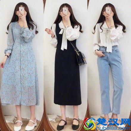 微胖女生春季如何穿？淡蓝色衬衫搭配黑色半身裙，简约不失高级感