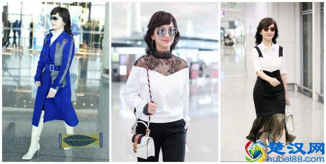 赵雅芝穿白色大衣，配黄色套头衫，黄颜色原来这么显白显气质！