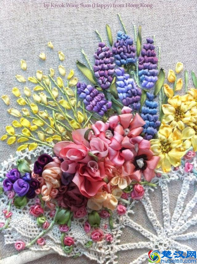 手工刺绣：绝美的32款丝带绣、缎带绣作品，像鲜花一样美丽