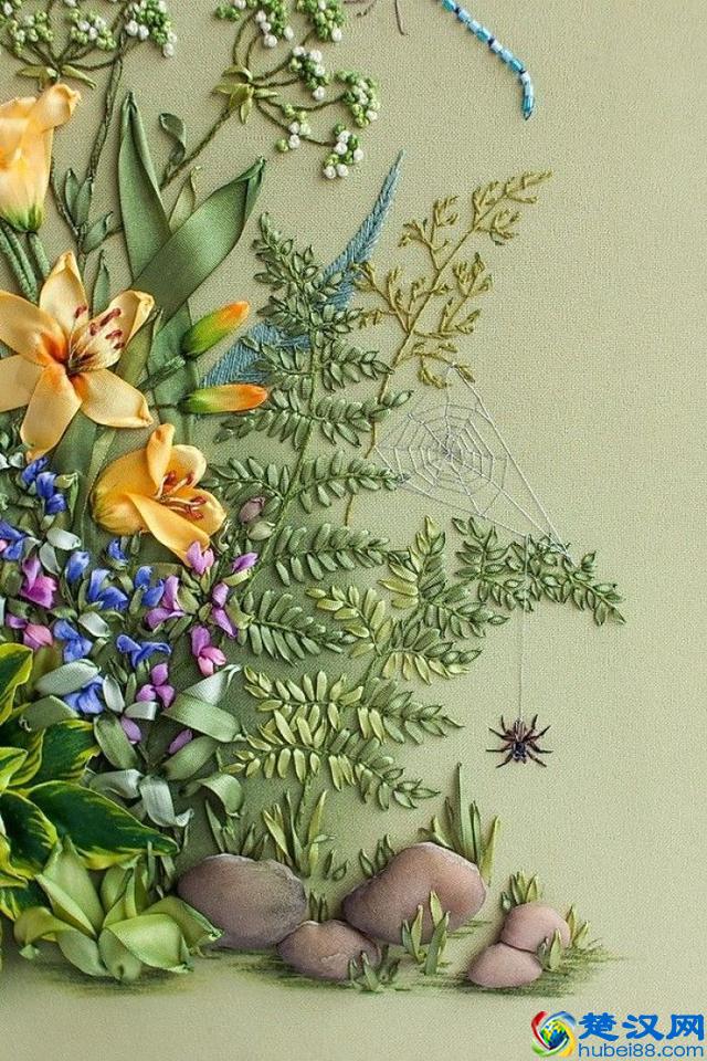 手工刺绣：绝美的32款丝带绣、缎带绣作品，像鲜花一样美丽