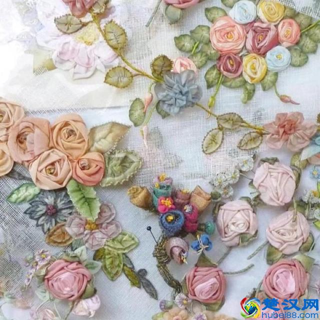 手工刺绣：绝美的32款丝带绣、缎带绣作品，像鲜花一样美丽