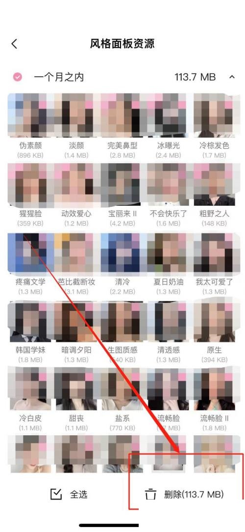 轻颜相机如何清理风格面板资源