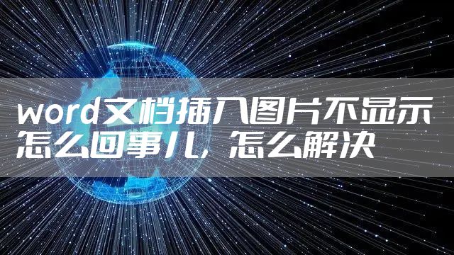 word文档插入图片不显示 怎么回事儿,怎么解决