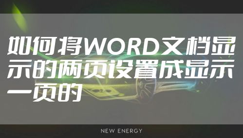 如何将WORD文档显示的两页设置成显示一页的