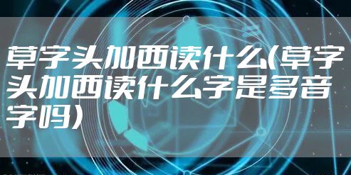 草字头加西读什么（草字头加西读什么字是多音字吗）