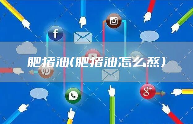 肥猪油(肥猪油怎么熬)