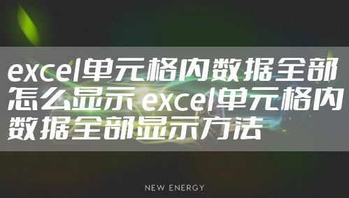 excel单元格内数据全部怎么显示 excel单元格内数据全部显示方法