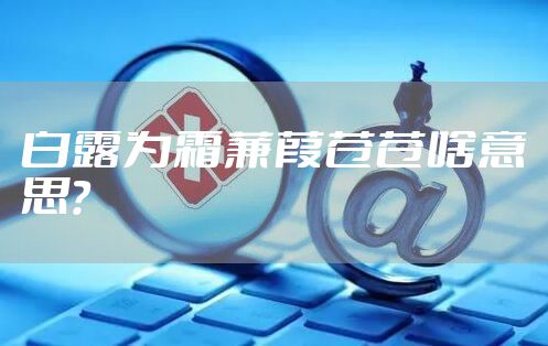 白露为霜蒹葭苍苍啥意思?