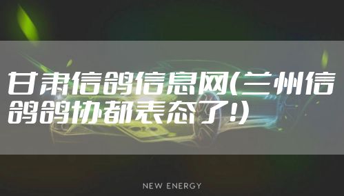 甘肃信鸽信息网(兰州信鸽鸽协都表态了!)