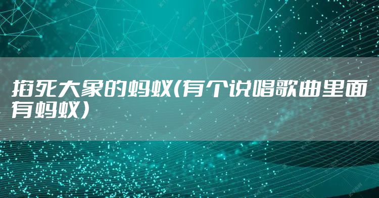 掐死大象的蚂蚁(有个说唱歌曲里面有蚂蚁)