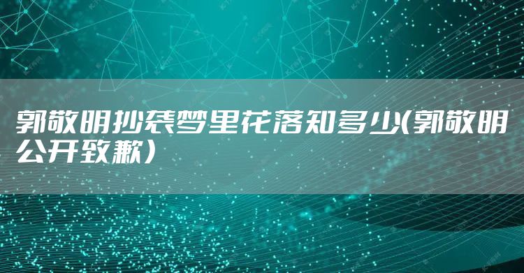 郭敬明抄袭梦里花落知多少（郭敬明公开致歉）