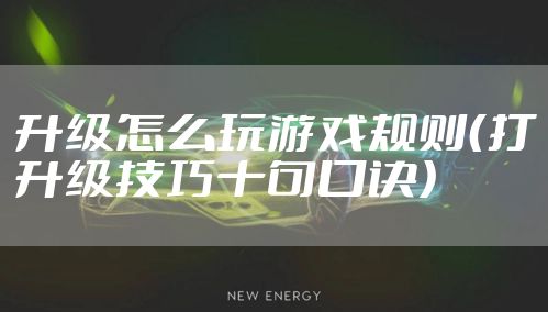 升级怎么玩游戏规则(打升级技巧十句口诀)