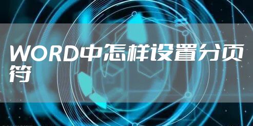 WORD中怎样设置分页符