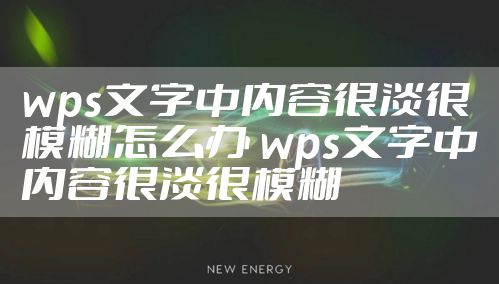 wps文字中内容很淡很模糊怎么办 wps文字中内容很淡很模糊