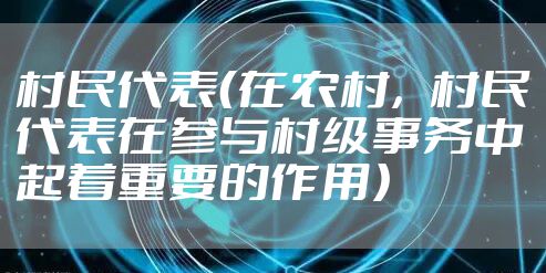 村民代表（在农村，村民代表在参与村级事务中起着重要的作用）